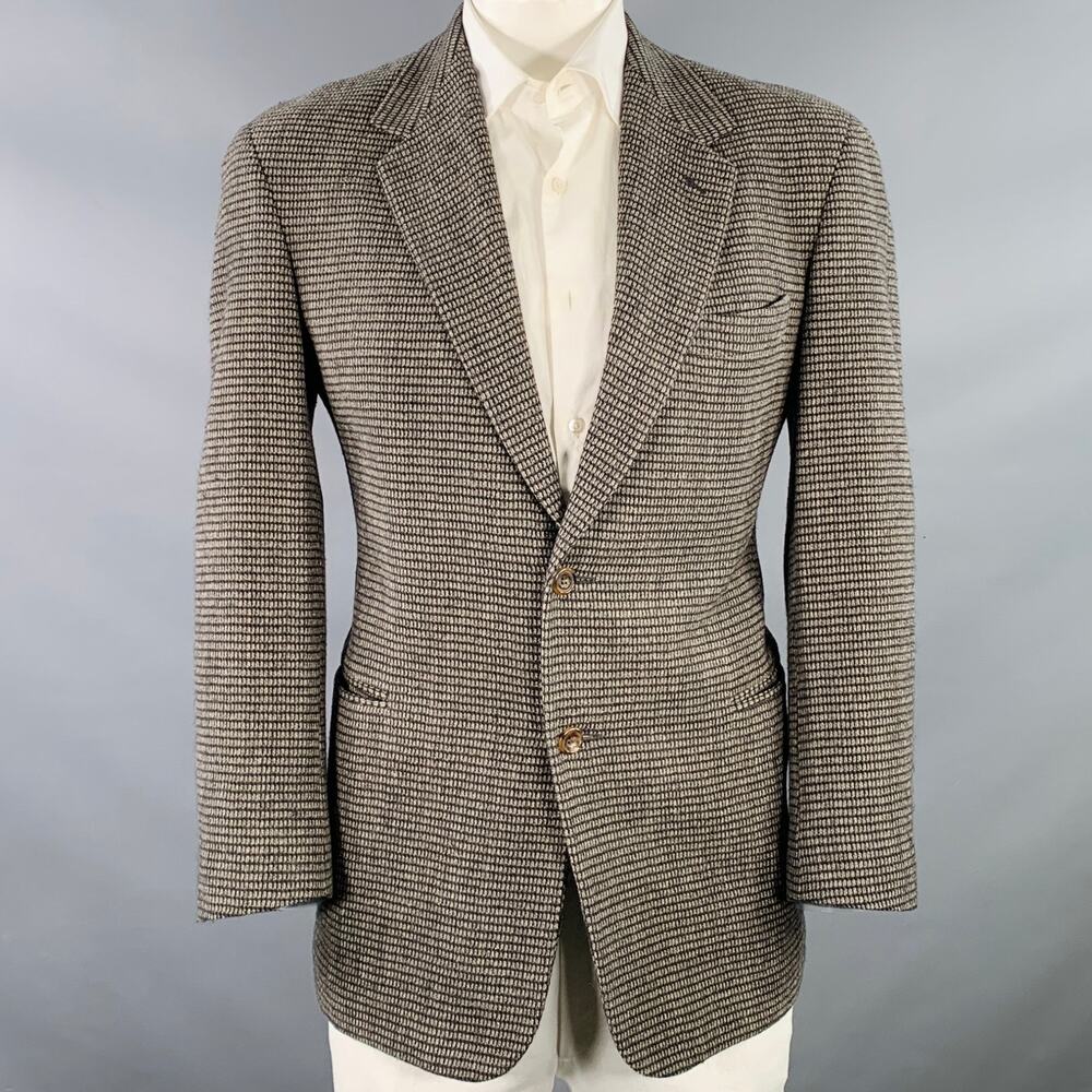 BILLY BLUE Size 42 Grey Beige Checkered Wool Single Breasted Sport Coat